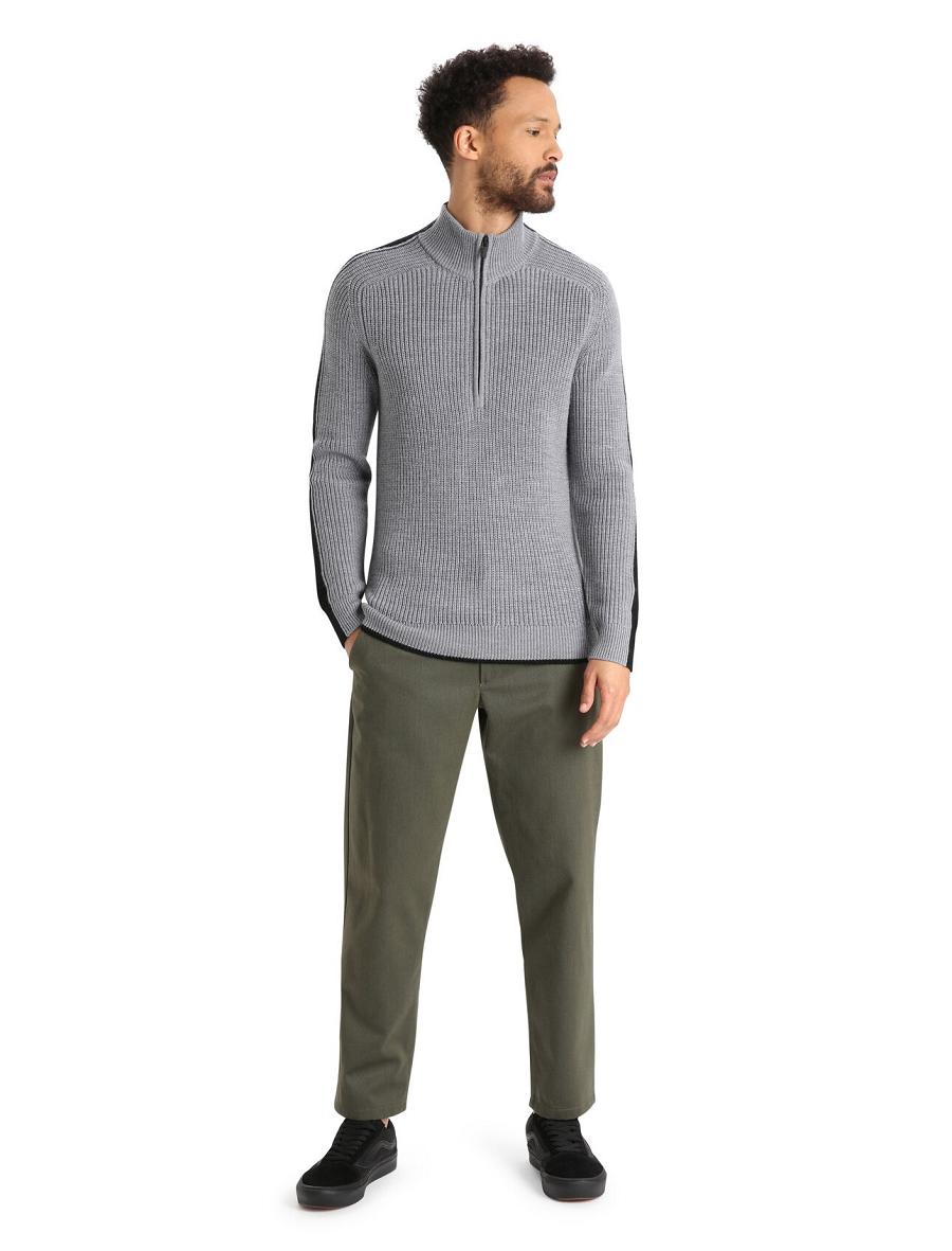 Icebreaker Merino Lodge Long Sleeve Half Zip Miesten Neulepuserot Harmaat Mustat | FI 1212MQZA